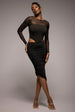 Goddiva Side Gathered Asymmetric Midi Skirt - Black