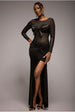 Goddiva Asymmetric Gathered Front Split Maxi Skirt - Black