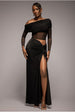 Goddiva Super Split Front Drawstring Maxi Skirt - Black