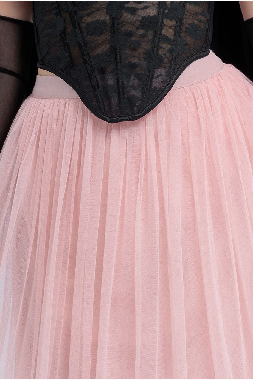 Goddiva Textured Floral Mesh Corset Tulle Gathered Midaxi Skirt Jersey Scarf & Diamante Embellished Mesh Gloves