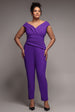 Goddiva Plus Bardot Scuba Romper - Purple