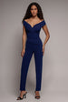 Goddiva Bardot Scuba Romper - Navy Blue