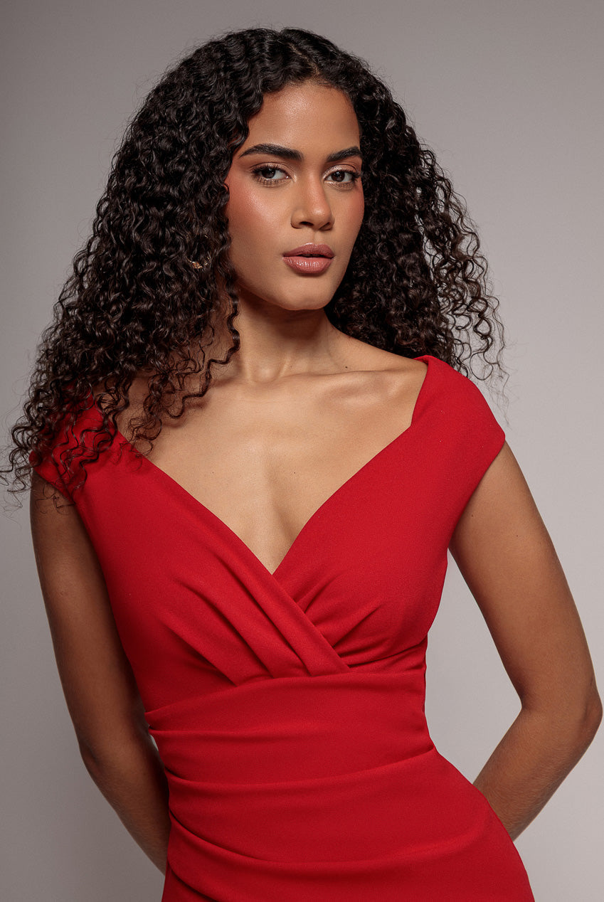 Goddiva Bardot Scuba Romper - Red