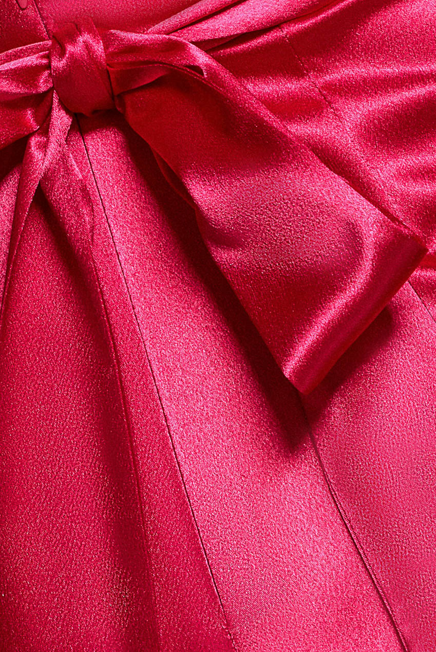Goddiva Satin Cowl Neck Romper - Cerise