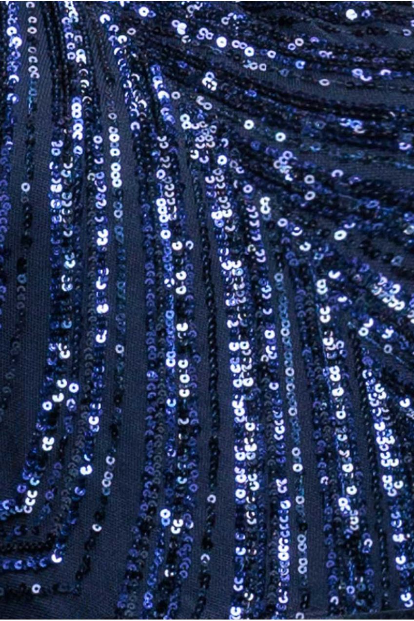 Goddiva One Shoulder Sequin Romper - Navy