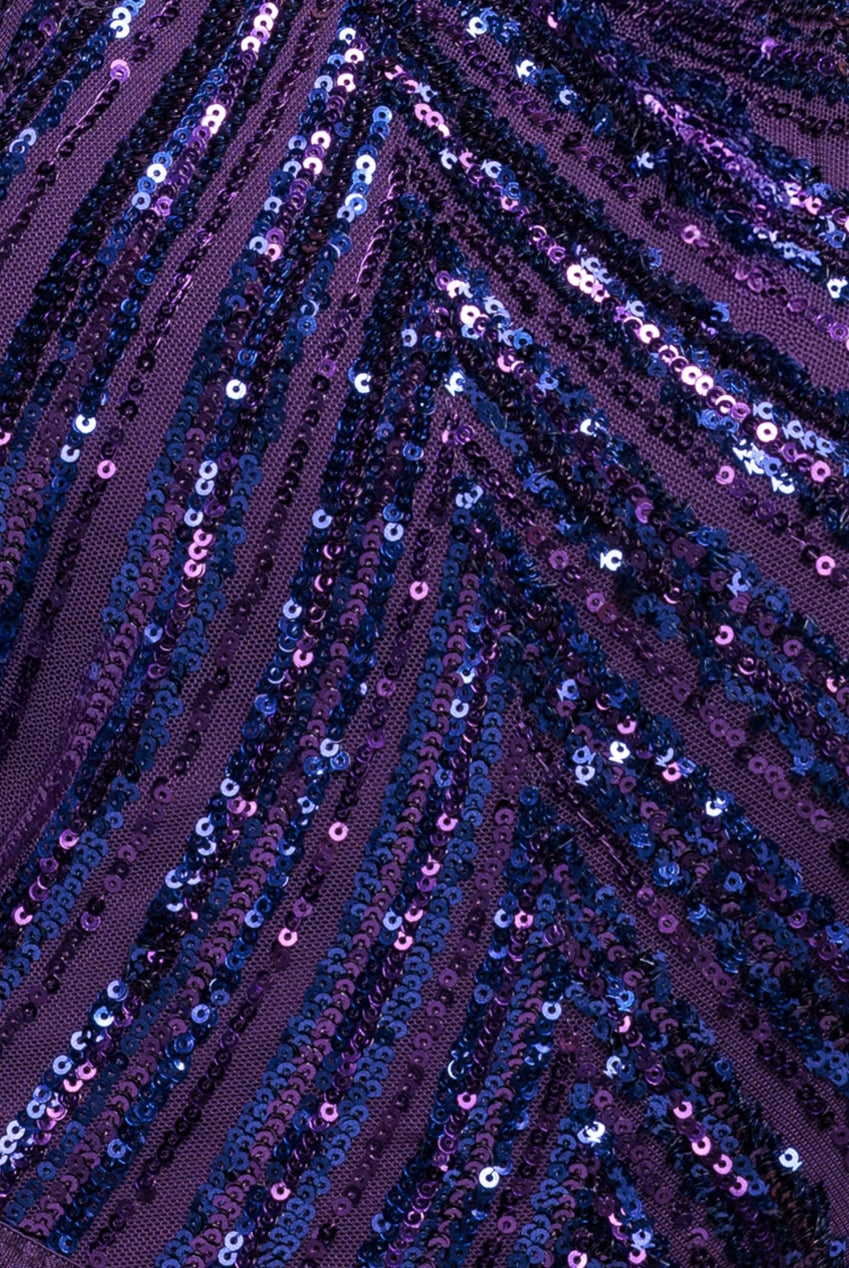 Goddiva One Shoulder Sequin Romper - Purple