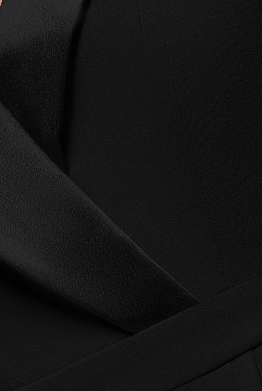 Goddiva Satin Collar Scuba Romper - Black