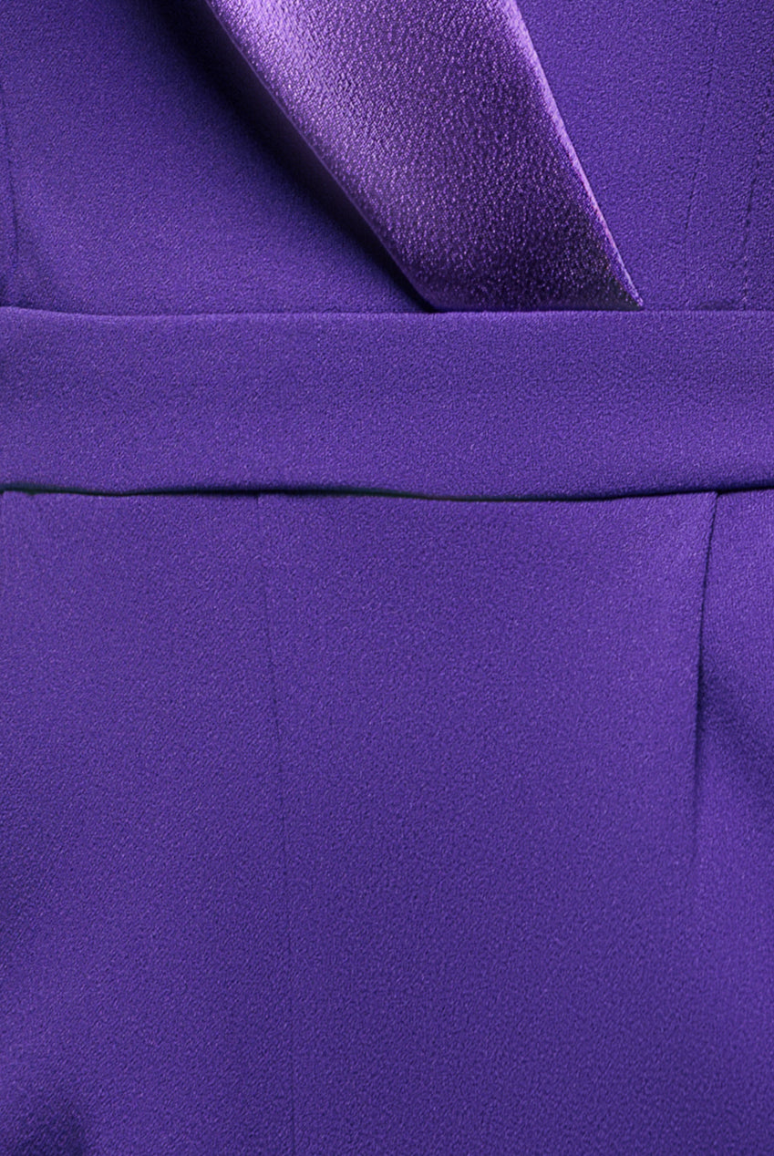 Goddiva Satin Collar Scuba Romper - Purple