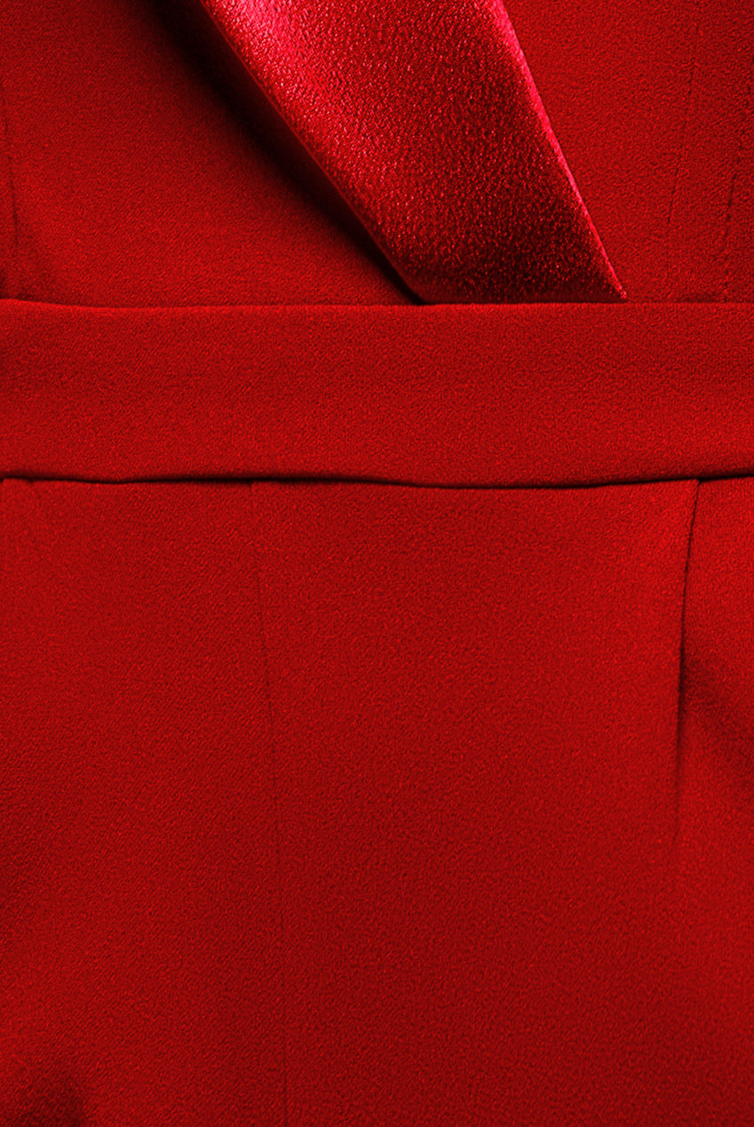 Goddiva Satin Collar Scuba Romper - Red