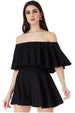 Goddiva Off The Shoulder Frill Neck Skater Romper - Black