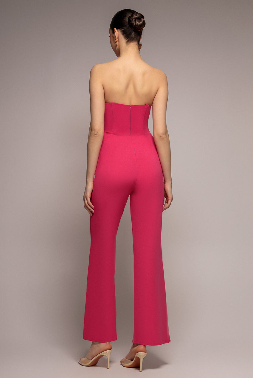 Goddiva Bandeau Scuba Romper - Hot Pink