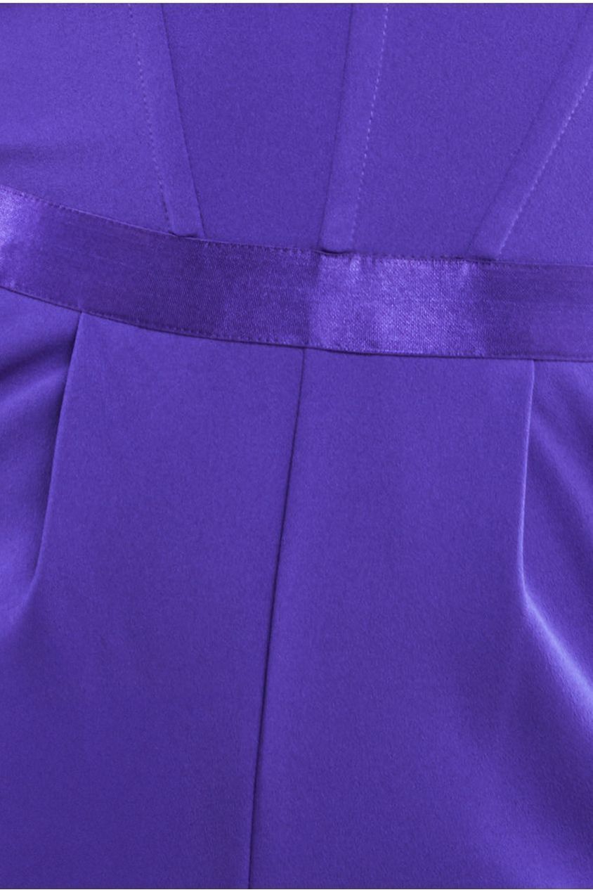 Goddiva Corset Bodice Scuba & Satin Bardot Romper - Purple