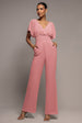 Goddiva Chiffon Romper With Flutter Sleeves - Blush
