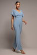 Goddiva Chiffon Romper With Flutter Sleeves - Blue