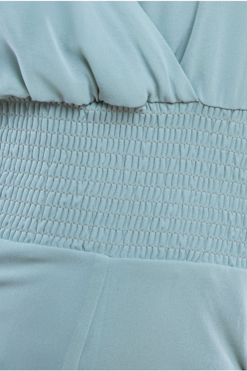 Goddiva Chiffon Romper With Flutter Sleeves - Sage Green