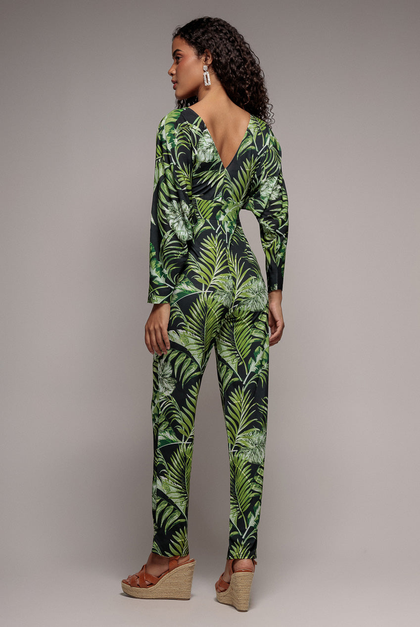 Goddiva Tropical Print Romper - Green