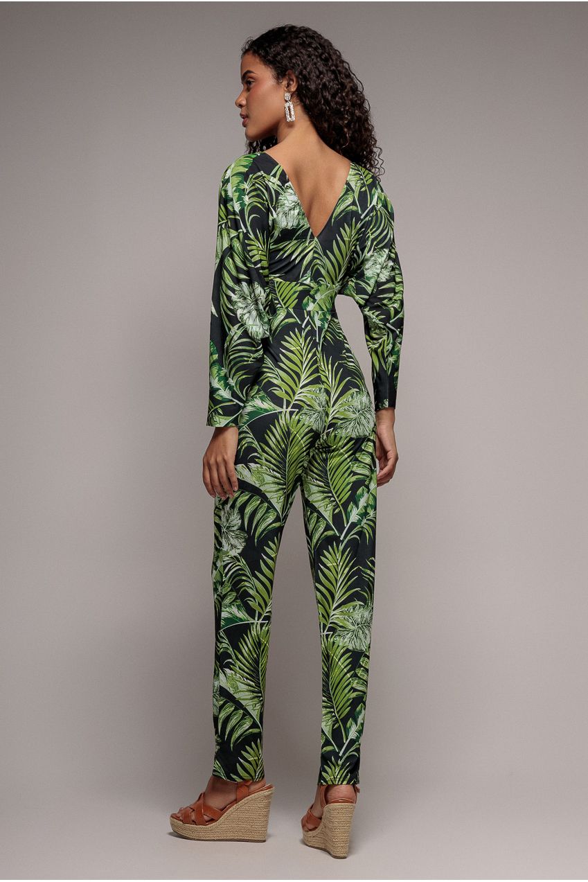 Goddiva Tropical Print Romper - Green