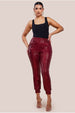 Goddiva Sequin Cuffed Ankle Pant - Wine