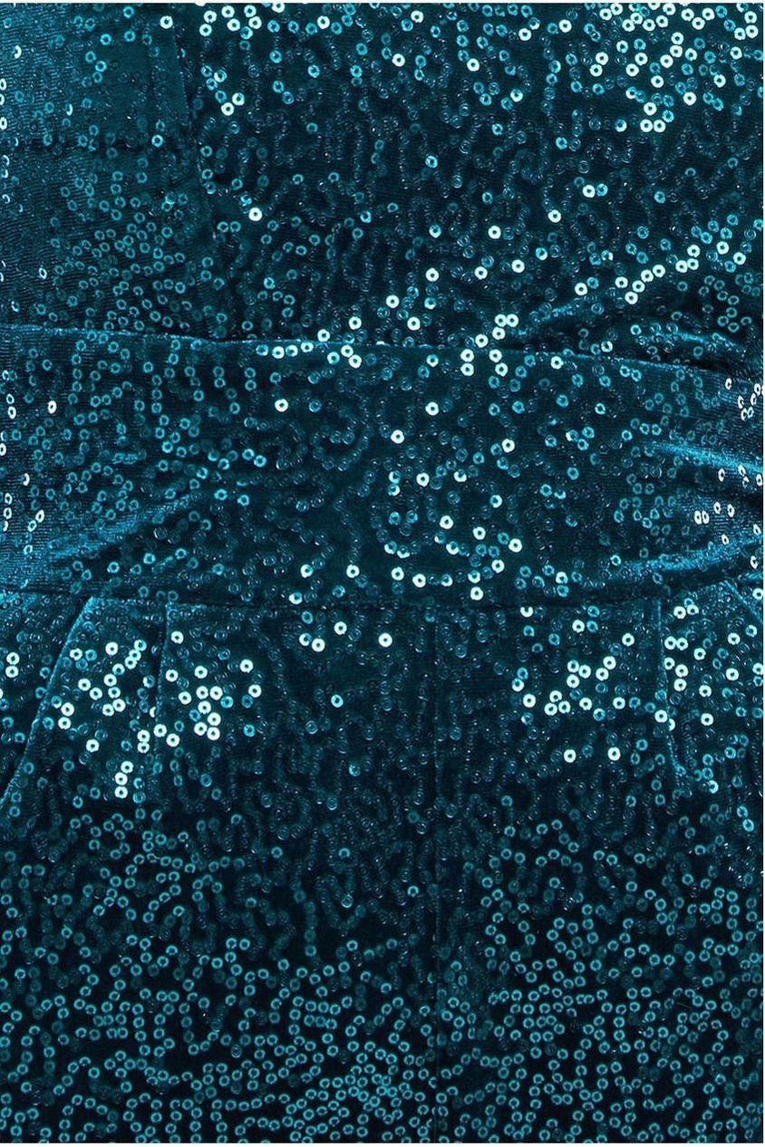 Goddiva Sequin & Velvet Corset Romper - Emerald Green
