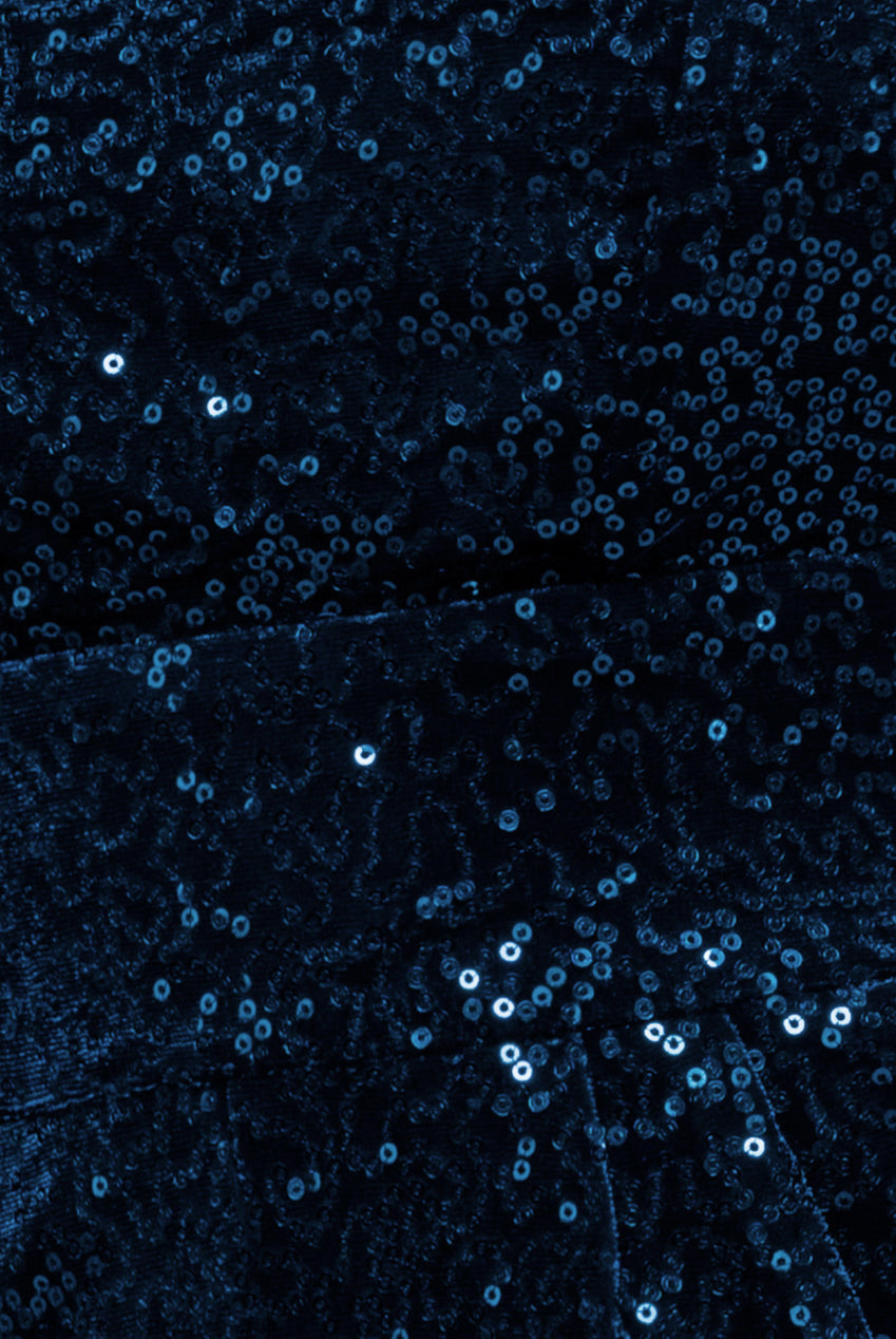 Goddiva Sequin & Velvet Corset Romper - Blue