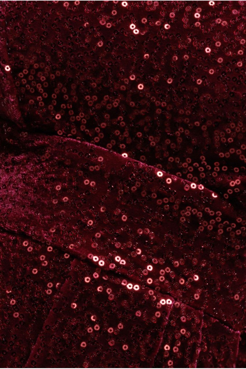 Goddiva Sequin & Velvet Corset Romper - Wine