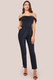 Goddiva Lurex Cowl Neck Romper - Navy