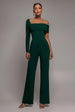 Goddiva One Shoulder Scuba Romper - Emerald Green