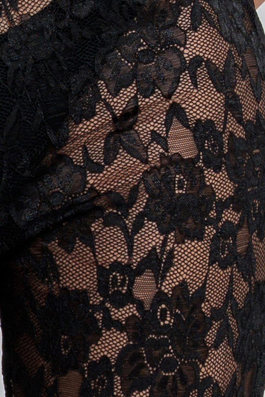 Goddiva Bootcut Scalloped Lace Pant - Black