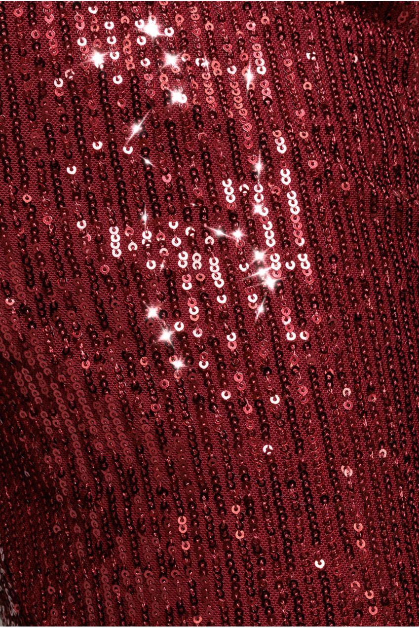 Goddiva Sequin Cuffed Ankle Pant - Wine