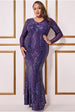 Goddiva Plus Two Toned V Neck Sequin Maxi - Purple