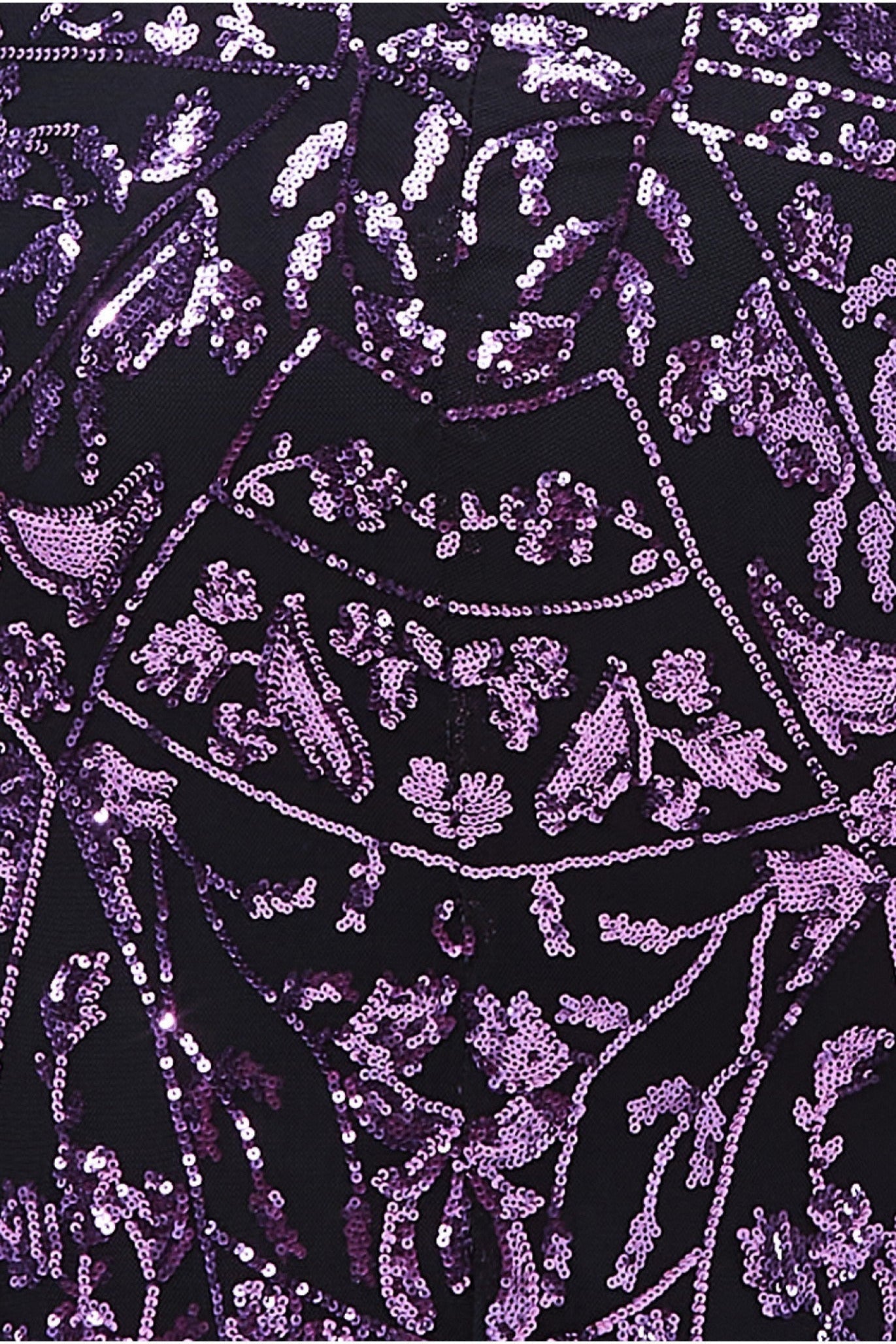 Goddiva Plus Sequin Mesh Embroidered Maxi Dress - Purple