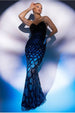 Goddiva Diamante Strap Fish Scale Sequin Maxi Dress - Black