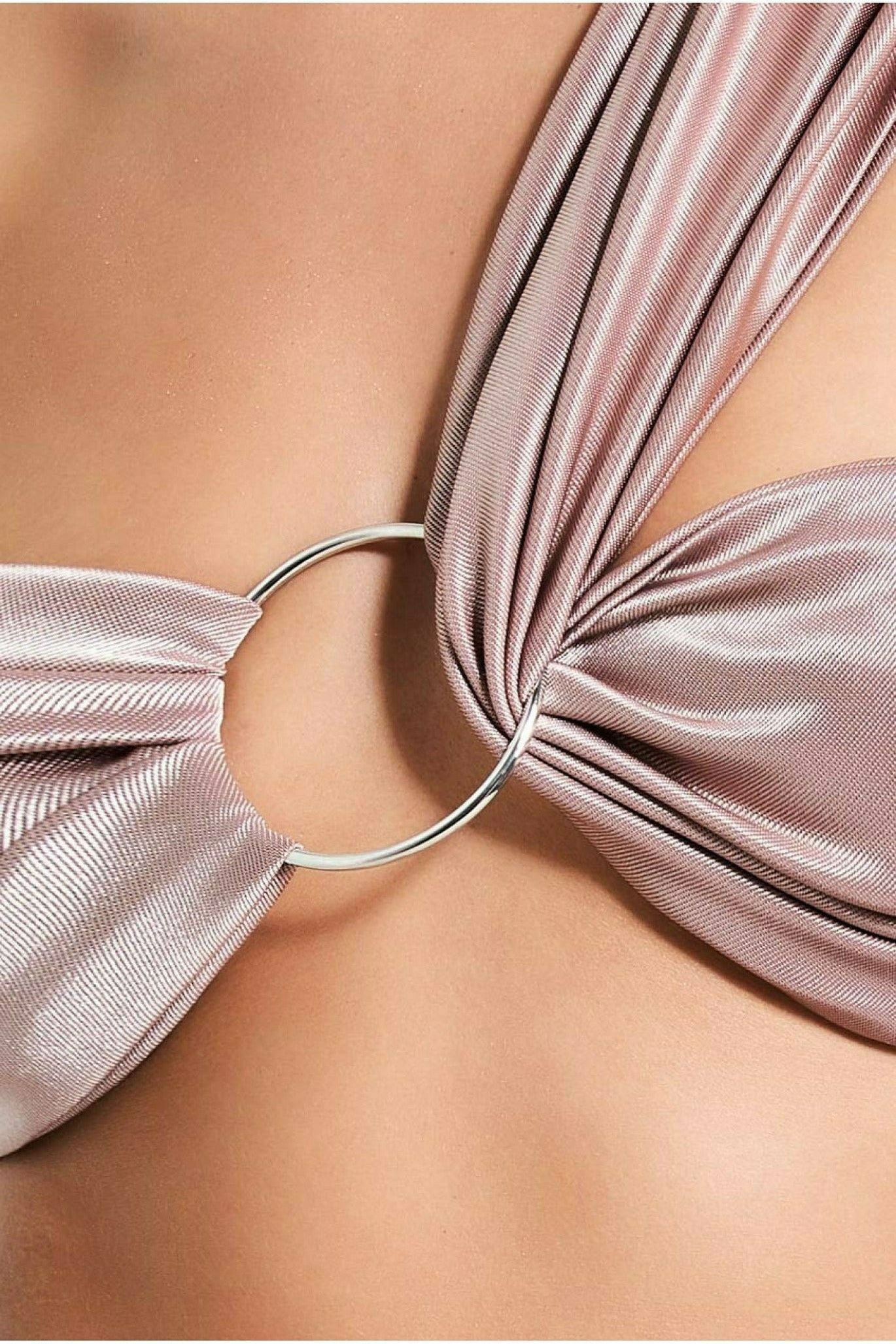 Goddiva Ring Detail Bralette - Champagne