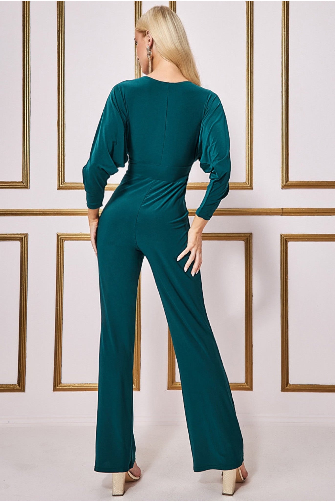 Goddiva Plunging V-neck Romper - Emerald