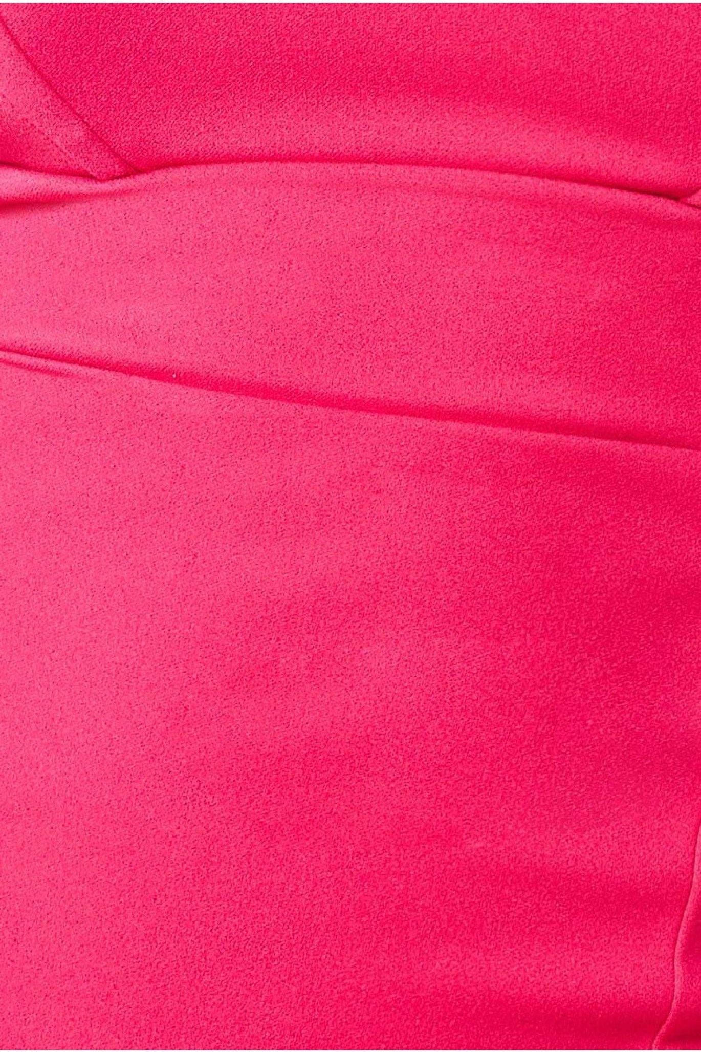 Goddiva Bandeau Maxi With Thigh Split - Hot Pink