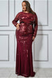 Goddiva Plus Shooting Star Sequin Maxi Dress - Wine