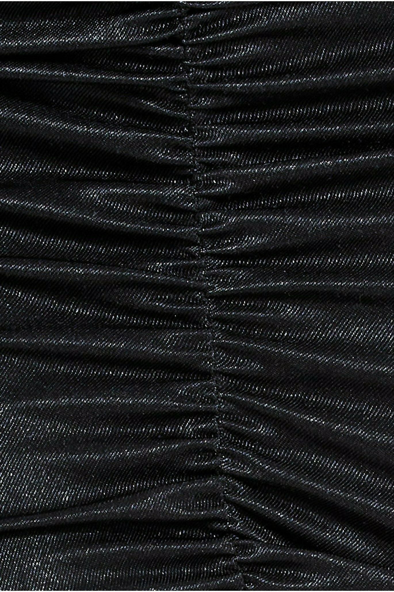 Goddiva Ruched Satin Mini Skirt - Black