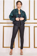 Goddiva Sequin Embroidered Bomber Jacket - Emerald