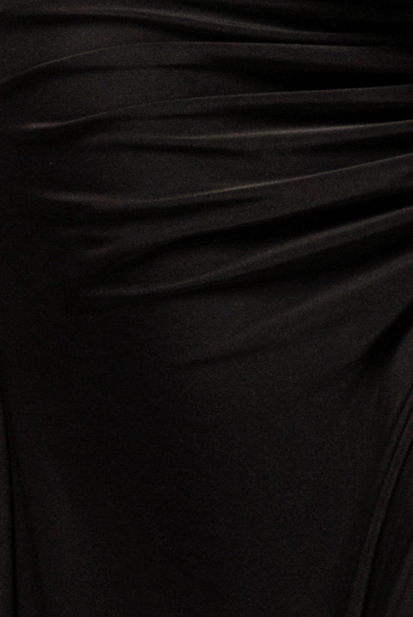 Goddiva Super Split Front Drawstring Maxi Skirt - Black