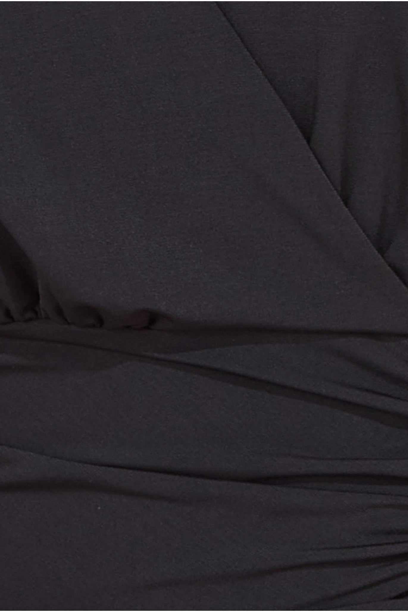 Goddiva Front Wrap Gathered Maxi Dress - Black