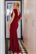 Goddiva Cowl Plunge Draped Mermaid Maxi Dress - Wine