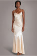 Goddiva Satin Cowl Neck With Strappy Back Maxi - Champagne