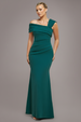 Goddiva One Shoulder Evening Maxi Dress - Emerald Green