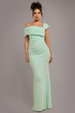 Goddiva One Shoulder Scuba Crepe Evening Maxi Dress - Mint Green