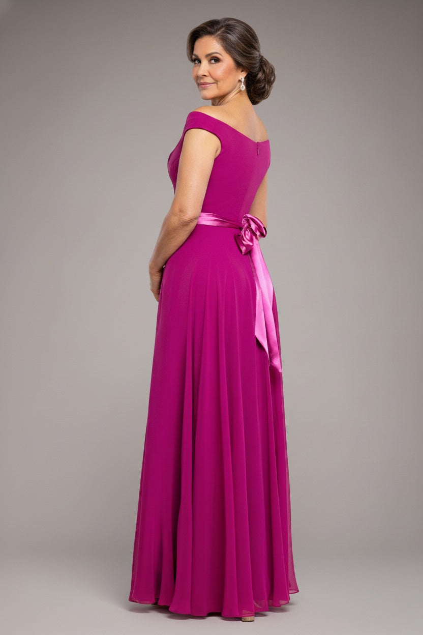 Goddiva Cowl Neck Chiffon Maxi Dress - Magenta