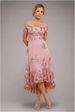 Goddiva Bardot Sequin & Lace High Low Midi - Blush Pink