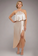 Goddiva Satin Viscose Front Wrap Midaxi Dress - Champagne