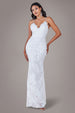 Goddiva Cross Back Diamante Strap Sequin Maxi - White