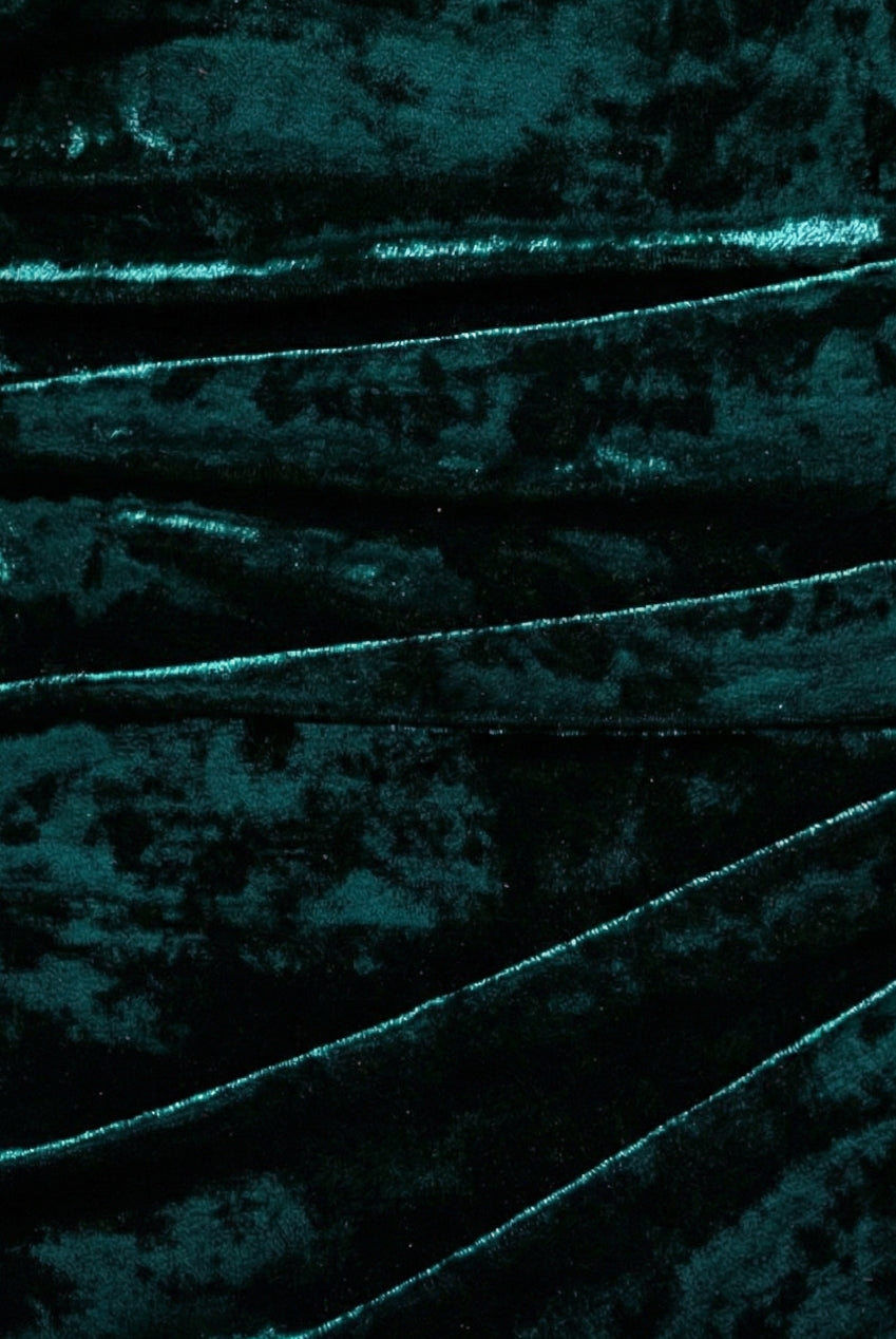 Goddiva Flared Hem Ice Velvet Maxi - Emerald Green