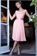 Goddiva Cowl Neck Pleated A-Line Chiffon Midi Dress - Blush Pink